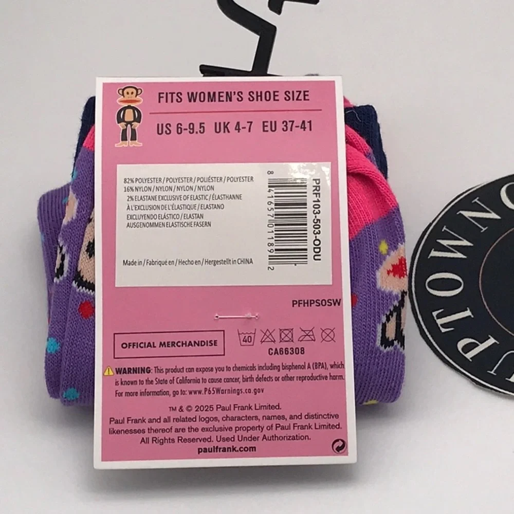 PAUL FRANK WOMEN'S  MONKEY SOCKS   NWT
